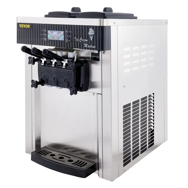 VEVOR Máquina de Helados Soft Heladera Maquina Helados Soft Comercial Maquina Helados Soft con 2 + 1 Sabores Vertical Ice Cream Maker 2200W Máquina de Helado de Servido Suave 6L*2
