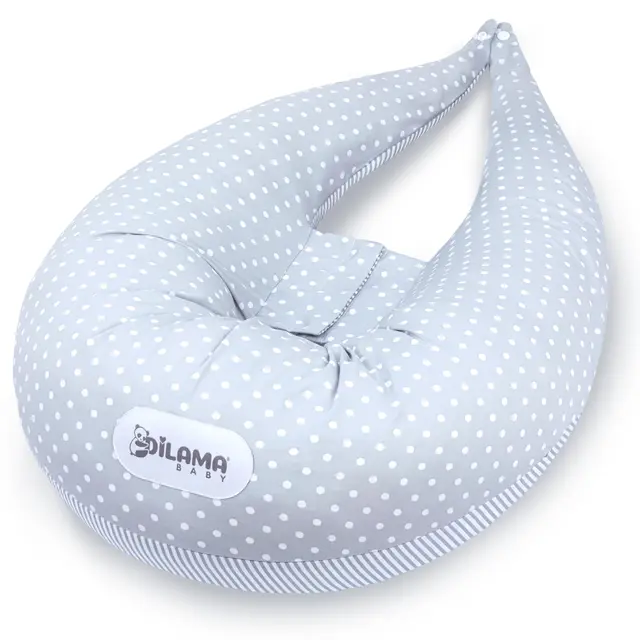 Dilamababy Almohada Embarazada Dormir en Copos de Memory Foam y Fiber Balls - Cojin Lactancia Bebe Funda Algodón - Multifuncional, Puede Ser Tanto un Cojin Embarazada como una Almohada Lactancia