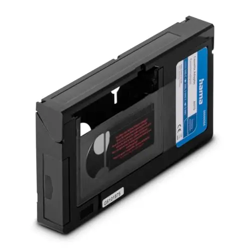 Hama VHS-C/VHS Adaptador de cassette 00044704, VHS-C/VHS Convertidor Vídeo, Cassette adaptador motorizado, Color Negro, 6 mm