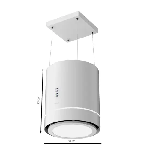 Cecotec Campana Extractora 44Cm En Isla Redonda Bolero Flux Cre 448000 White A++. Acabado En Blanco, Succión 800M3/H, Motor 210W, Control Electrónico, Luz, Filtro Carbono