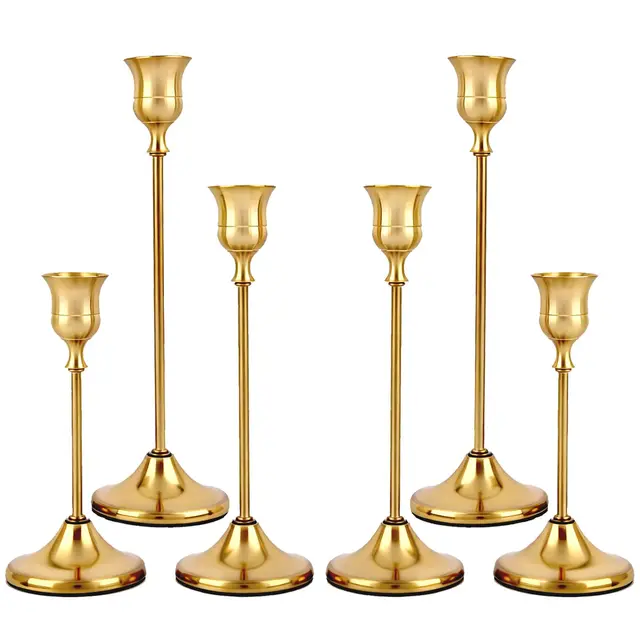 gemejutor juego 6 candelabros dorados