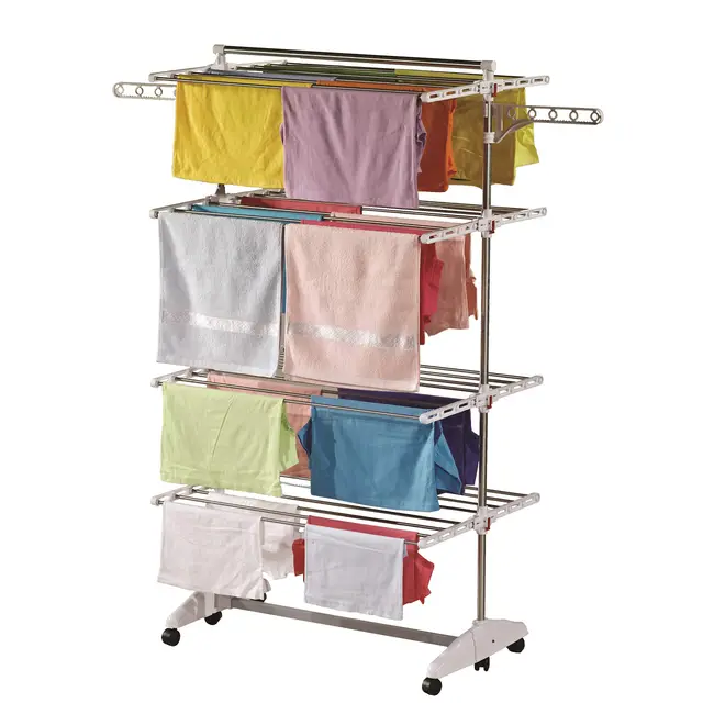 One Click Luxus – Tendedero, acero inoxidable, e4 mit 4 ebenen, 64 x 87 x 170 cm