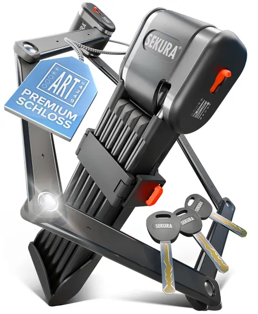 Büchel Sekura Antirrobo Candado Bici 95 cm – Candado Moto, Bicicleta, E-Bike, Patinete, Carrito, Remolque – Protección antirrobo segura con soporte – Bike Lock De Acero Templado con llave