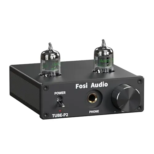 Fosi Audio P2 Amplificador de Auriculares de Tubo Preamplificador de Tubo de Vacío Mini Audio Estéreo de Alta Fidelidad con Protección de Salida de Bajo Ruido de Fondo para Auriculares