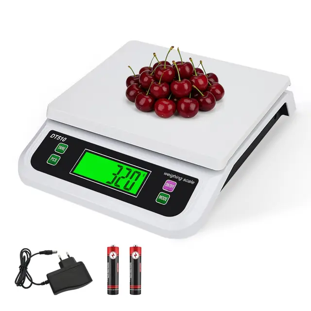 Báscula de Cocina Digital 30kg/66lb Grande bascula de Cocina con Pantalla LCD bascula Profesional Cocina con Función Tara y PCS 6 Unidades Pesar harina/azúcar/Frutas/Verduras