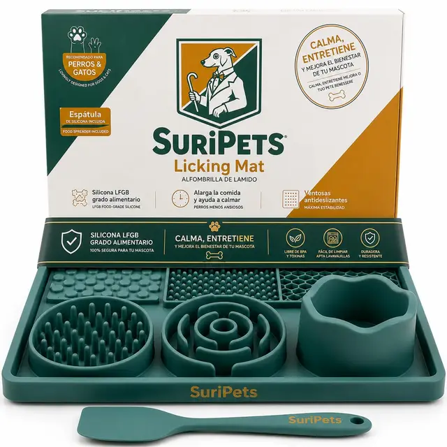SuriPets Licking Mat Bandeja de Lamido 30x20 cm 4 Texturas