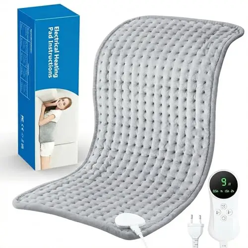 Manta Electrica Lumbar 30X60 cm Almohadilla eléctrica con apagado automático y 9 ajustes de temperatura, almohadilla eléctrica para espalda, cuello, hombros, estómago