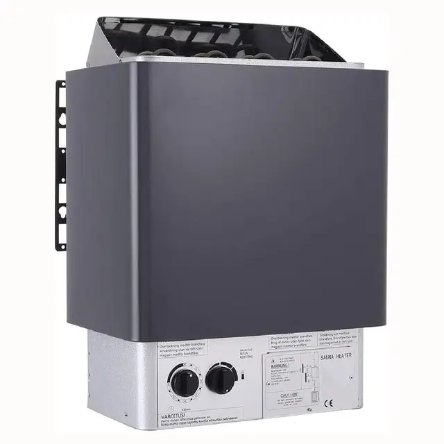 Calentador eléctrico de sauna de 220 V, 3-9 kW, estufa de baño de vapor con controlador interno, temporizador de 3 horas y temperatura ajustable para el hogar, hotel, spa, 141-459 pies cúbicos