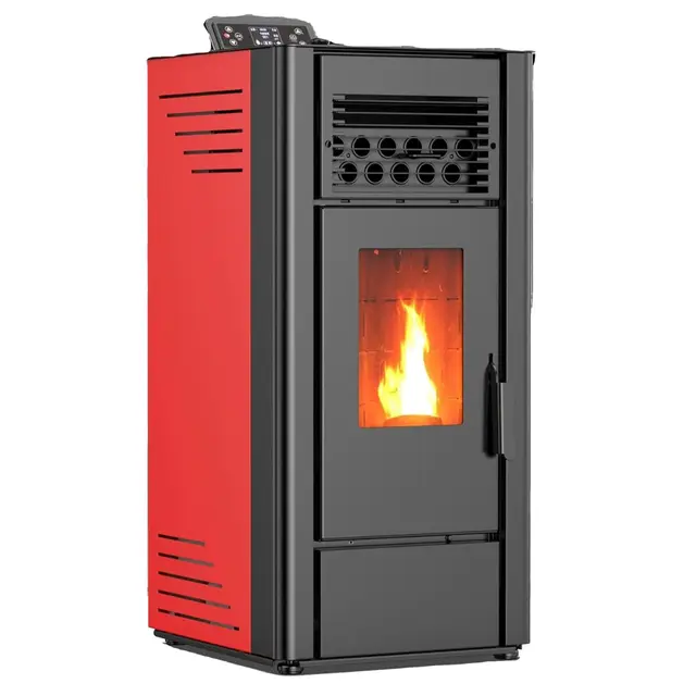 Estufa De Pellets 12Kw | Doble Motor Para Hueso de Aceituna y Biomasa, Tolva de 18Kg | Calefacción en Área de120 m² | Estufa Eléctrica de Pellet para Interior, Eficiente | Burdeos