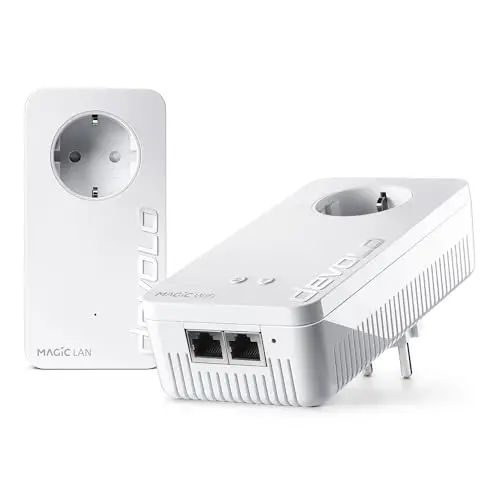 devolo Magic 2 WiFi 6 Starter Kit, Adaptador WiFi Powerline, hasta 2.400 Mbps, Toma Mesh WiFi, 2X conexión Gigabit LAN, Punto de Acceso, Blanco