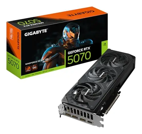 GIGABYTE GeForce RTX 5070 WINDFORCE OC SFF 12G Tarjeta Gráfica - 12GB GDDR7, 192 bits, PCI-E 5.0, 2542 MHz Core Clock, 3 x DP 2.1a, 1 x HDMI 2.1b, NVIDIA DLSS 4, GV-N5070WF3OC-12GD