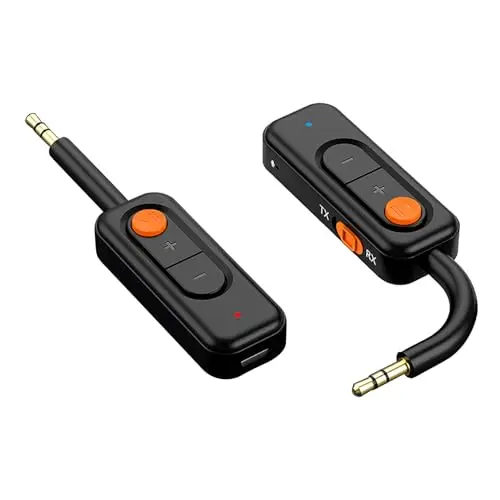 Vinmooog Bluetooth 5.4 Adaptador Coche Transmisor Receptor Manos Libres Coche con 3.5mm Aux