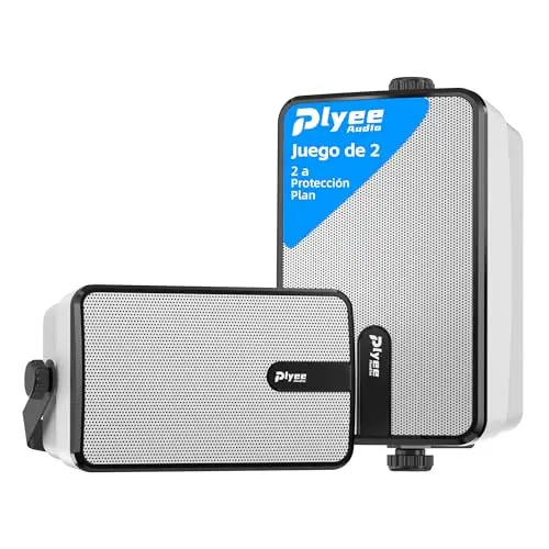 250W Altavoces Bluetooth para Exteriores, Sincronización Inalámbrica Entre Altavoces, Montaje en Pared para Patio, Porche, Cenador, Garaje, Paquete de 2 (MZ-632)