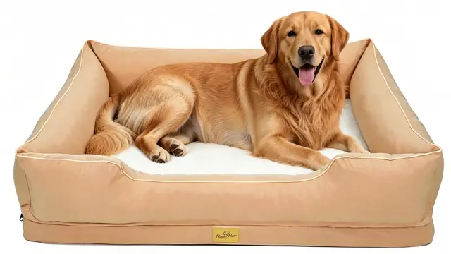 BingoPaw Cama Perro Ortopédica Extra Grande 111x88x23cm, Sofá Perro con Funda Desenfundable y Lavable, Colchon Perro con Superficie Impermeable y Fondo Antideslizante, Beige, XXL