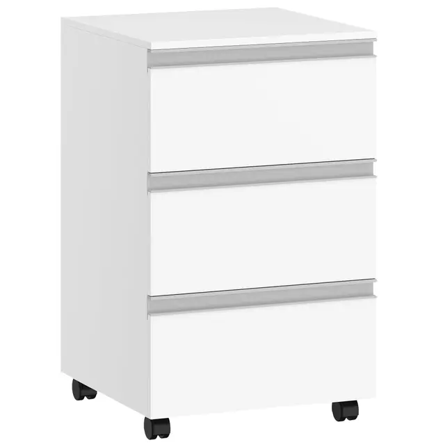 Hzuaneri Cajonera Escritorio con 5 Cajones, Ruedas, Archivador Móvil, para Oficina, Estudio, 40 x 40 x 65.5 cm, Blanco FC55303X