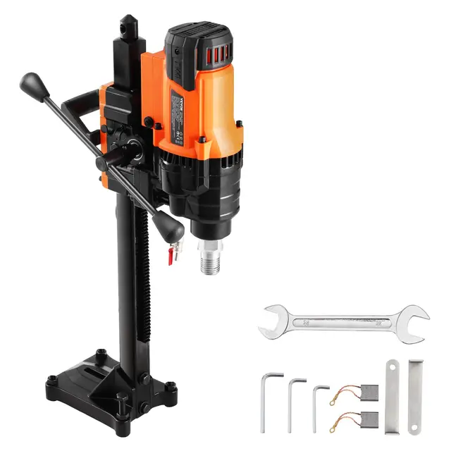 VEVOR Taladro de núcleo Vertical de 20-200 mm de Diámetro de Perforación con Soporte, Taladro de Núcleo de Hormigón de 3000 W Uso en Húmedo y Seco, Sin Sello de Agua para Hormigón