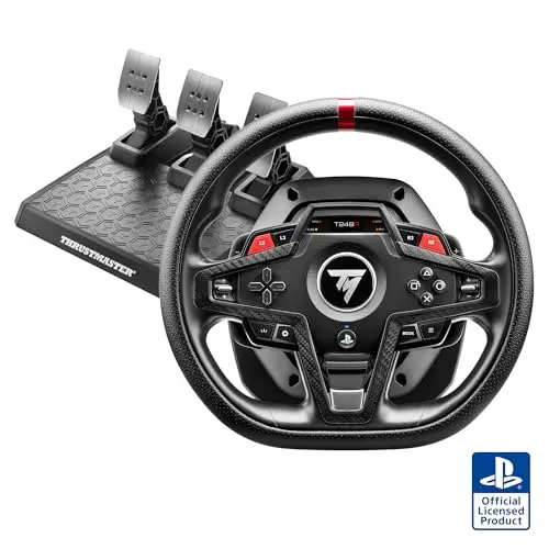 Thrustmaster T248R – Volante de Carreras con Retorno de Fuerza de 3,1 Nm, Pantalla LCD y Pedales Magnéticos T3PM para Consolas PS5, PS4 y PC