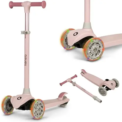 LIONELO Jessy Scooter de Equilibrio para niños de 3 años hasta 50 kg, Scooter de 3 Ruedas Ligero con Ajuste de Altura, Ruedas LED, Plataforma Antideslizante
