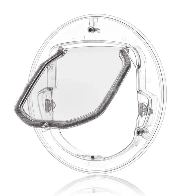 Puerta para Gatos, Puertas con Solapa Gato Bloqueo de 4Vías Plástico ABS Mascota Ventana Vidrio Cerradura Redonda Transparente Pantalla corredera Microchip Mscotas Perros Pequeños Cachorros