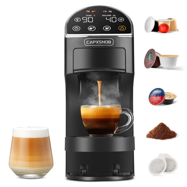 Magician2 Cafetera 5 en 1 para cápsulas Dolce Gusto, Nespresso, Lavazza A Modo Mio, ESE 44mm y Café Molido, Panel Táctil, Auto-Ajuste, Sin Palanca, 20Bar, Máquina Multicápsula Compacta Hogar y Oficina