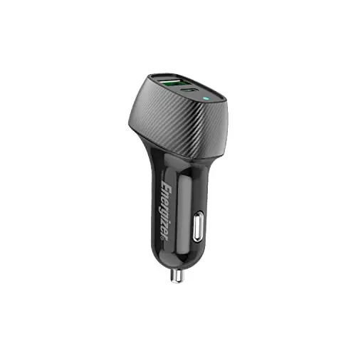 ENERGIZER - Cargador de Coche de 38 W - 1 Puerto USB-C y 1 Puerto USB-A - Cargador de Coche - Diseño de Carbono - Negro D38