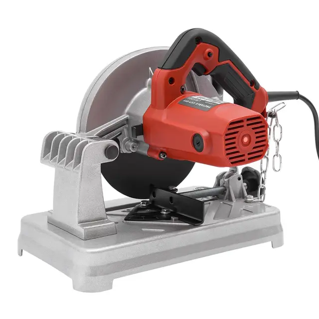 Sierra tronzadora, sierra de inglete, sierra para metales, sierra eléctrica para metal, madera, azulejos, con hoja de sierra de 185 mm, 1200 W, potencia 5200 rpm, ángulo de corte de 0 a 45 grados
