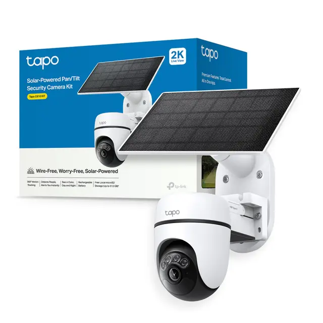 Tapo C610 Kit – Cámara de Vigilancia 360º con Panel Solar y Batería, 2K 3MP, Detección IA Gratuita, Batería 6700 mAh, Seguimiento de Movimiento, Visión Nocturna a Color