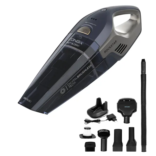 Cecotec Aspiradora de Mano sin Cable Conga Rockstar 25,2V Animal Hand. 200W, 20kPa, Sólidos y Líquidos, Motor Digital Brushless, Depósito 500ml, Autonomía 40mins, Apto para Todas Las Superficies