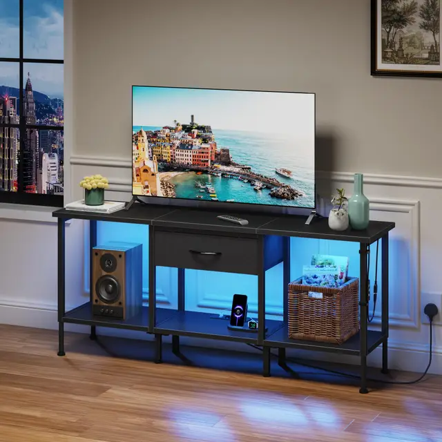 oyrreu mueble tv 120cm led con enchufe