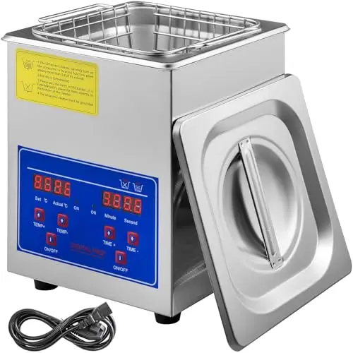 VEVOR Limpiador Ultrasónico 2L, 60W Limpiador Ultrasónico Profesional de Acero Inoxidable, Máquina de Limpieza Ultrasónica Potente Frecuencia de 40 kHz con Pantalla LED para Joyas, Reloj, Gafas