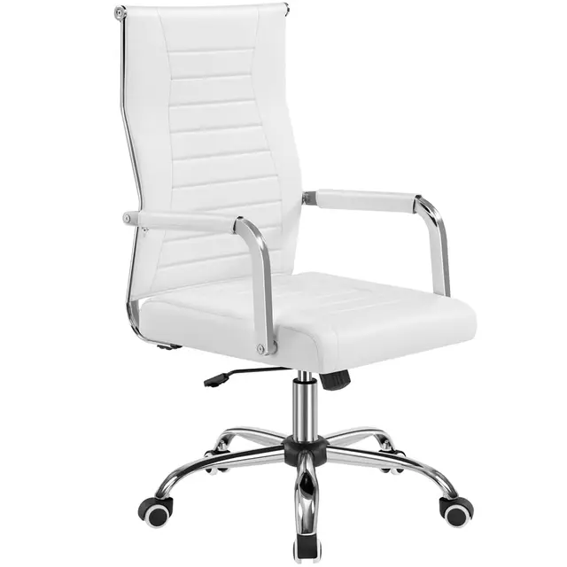 Yaheetech Silla de Oficina Silla con Respaldo Alto Silla para Hogar Oficina Silla Ergonomica Tapizada Cuero PU Capacida de Carga 136 KG