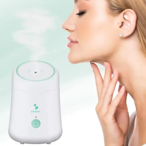 BEPER P302VIS010 Sauna Facial de Vapor Hidra, Limpieza e Hidración Facial Profunda, Vaporizador Facial con Depósito de 60 ml, Portaesencias y Vaso Medidor Incluido