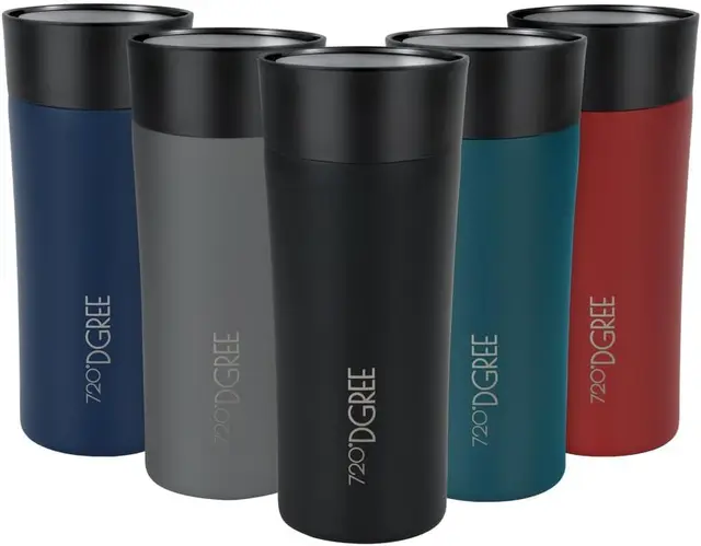 720°DGREE Taza Termo Café 350ml “PleasureToGo 2.0“ - 3 Tamaños, Sin BPA, Prueba Fugas, Doble Pared, Aislado Vacío, 360°-Tapa - Vaso Térmico Acero Inoxidable para llevar - Bebida 5h caliente, 10h frío