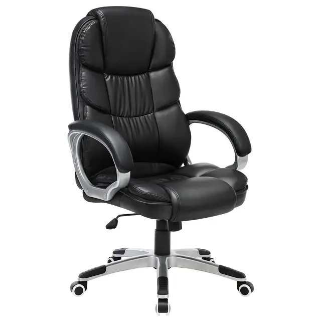 SONGMICS Silla de Oficina, Silla Gaming, Silla de Escritorio, Silla Ejecutiva, Ergonómica, Giratoria y Altura Ajustable, con Ruedas, Negro Tinta OBG24B