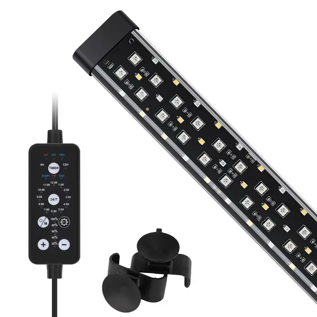 Hygger Sumergible Luz Acuario Led,24/7 Espectro Completo Iluminación para Acuario,11W Submersible Led Aquarium Light Fish Tank Light con 9 Colores de 31-58cm Tank