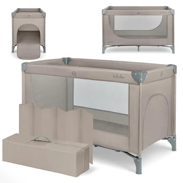 KikkaBoo Cuna de Viaje SO Gifted 2026, Cuna Bebe 120x60 cm hasta 15 kg, Parque Plegable con Bolsa de Transporte, Ligera y Compacta, Beige