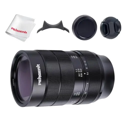 PERGEAR 60mm F2.8 II Lente Ultra macrocon Aumento 2X, Compatible con cámaras Sony E-Mount Cámaras sin Espejo Sony E-Mount Alpha a7 a7II a7III a7R a7RII a7RIII a7RIV a7S a7SII a9 a7C