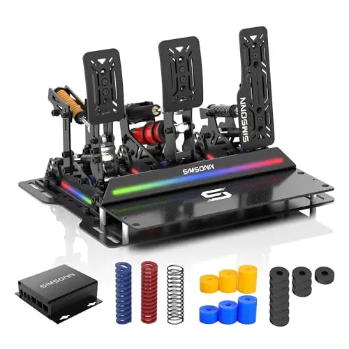 SIMSONN PRO X Ultra Sim Racing Pedals Pedales de simulación de carreras para PC Célula de carga Pedales hidráulicos HE Soporte Reactor Háptico (PRO X Ultra-P3-H3-1-1)
