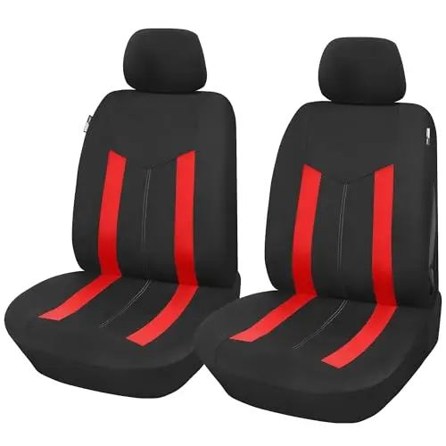 Upgrade4cars Fundas Asientos Delanteros Coche Universales Negro Rojo | Universal Funda de Asiento para Delantero (Conductor y Copiloto)