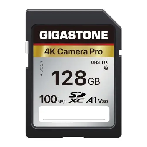 Gigastone - Tarjeta de Memoria SDXC de 128 GB, 4K Cámara Pro Serie. Compatible con cámara Canon Nikon Sony Videocámara, A1 V30 UHS-I Clase 10 para 4K UHD