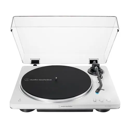 Audio-Technica AT-LP70XBT Giradiscos inalámbrico con tracción por Correa Totalmente automático (Blanco/Negro)