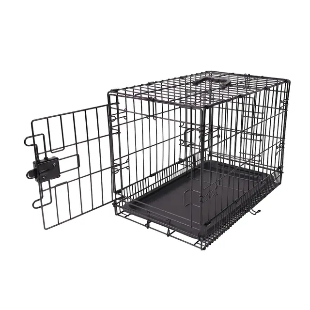 Amazon Basics Jaula para perro de alambre metálico, Duradero,Plegable con bandeja, puerta única, negro, 76 x 48 x 53 cm (L x An x Al)