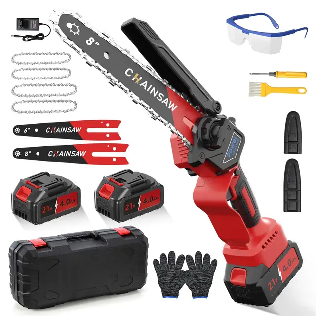 Mini Motosierra Bateria 6 y 8 Pulgadas, 8000mAh Motosierra Eléctrica, 1300W Motor Sin Escobillas Motosierras de Mano, Minimotosierras de Batería para Jardinería, Compatible con las Baterías de Makita