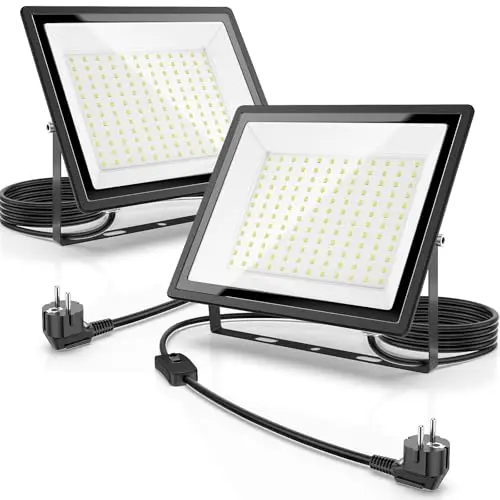 Foco LED Exterior 150W, 16500LM Súper Brillante con Haz Ancho de 160°, Impermeable IP66, Ahorro de Energía del 85%, Vida Útil de 50000 Horas para Jardín, Almacén, Sitio de Construcción (150W 2PACK)
