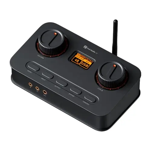 Fosi Audio K7 DAC Amplificador de Auriculares, Convertidor de Audio Digital a Analógico USB C de Escritorio para Espacio de Trabajo y Juegos PC PS5, OPT/COA/Bluetooth aptX HD LL/Entrada (Negro)