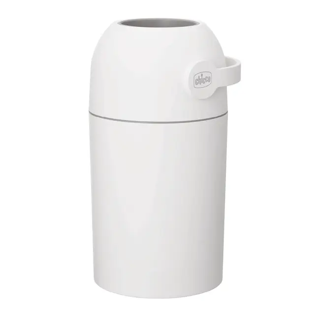 Chicco Contenedor para Pañales con Control de Olores, Sistema de Deshecho de Pañales, Papelera Compacta, Ahorra Espacio, con Tapa, Fácil de Usar y Limpiar, Funciona con Bolsas de Plástico, Blanco