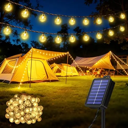 Realky Guirnaldas Luces Exterior Solar, 60 LED 13.2M Guirnalda Luces Solares con Función de Memoria, 8 Modos IP65 Impermeable Cadena de Luz Solar para Jardín, Patio, Navidad, Fiesta - Blanco Cálido