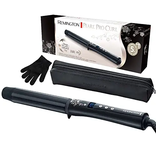 Remington Rizador de Pelo Pearl - Cerámica Avanzada con Perla, Ondulador de Pelo con Barril de 32 mm, Crea Rizos Grandes y Ondas Suaves, Temperatura hasta 210°C, Digital, Punta Fría - CI9533
