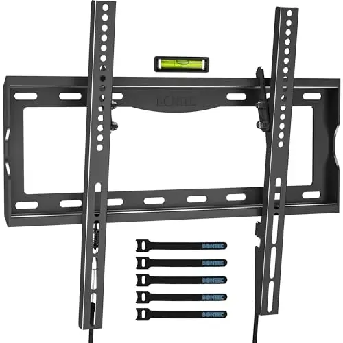 BONTEC Soporte TV Pared para Pantallas de 26-65 Pulgadas, Soporte Pared TV para LCD/LED/OLED Planos y Curvos, Soporte Television Pared con Inclinación, hasta 55 kg, Máx VESA 400x400 mm