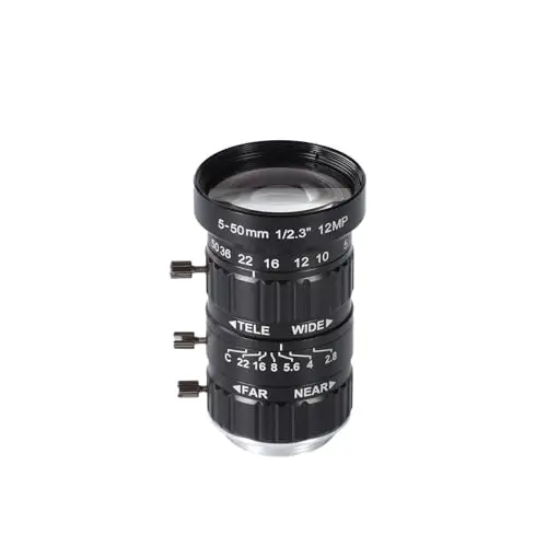 Zowietek Lente de Zoom de Baja distorsión con Montura C de 5-50 mm y 12 MP, con Adaptador C-CS, para cámara Zowietek POV/Modelo de Montura ZowieCAM CS, cámara IMX477 Raspberry Pi HQ